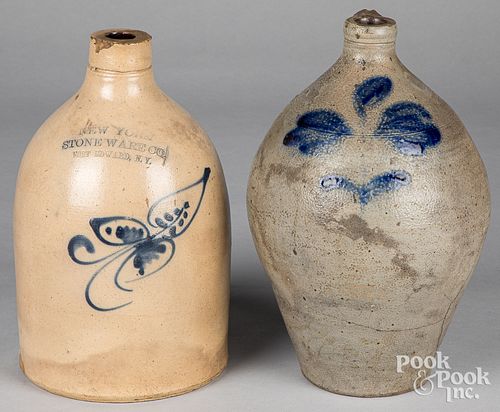 TWO STONEWARE JUGS, 19TH C.Two