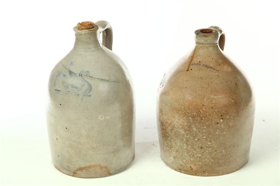 TWO STONEWARE JUGS.  American  19th