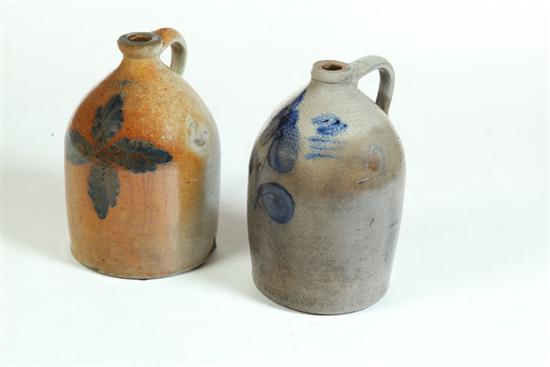 TWO STONEWARE JUGS.  American 