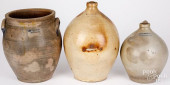 TWO STONEWARE JUGS AND A CROCK