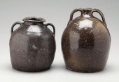 Two stoneware jugs, both with