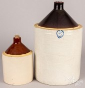 TWO STONEWARE JUGS, CA. 1900Tw
