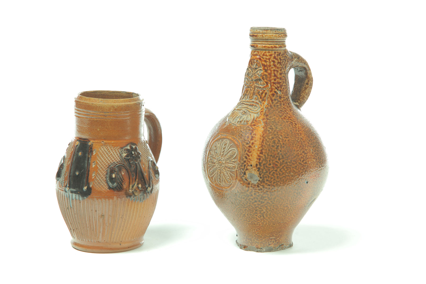 TWO STONEWARE JUGS.  European  19th