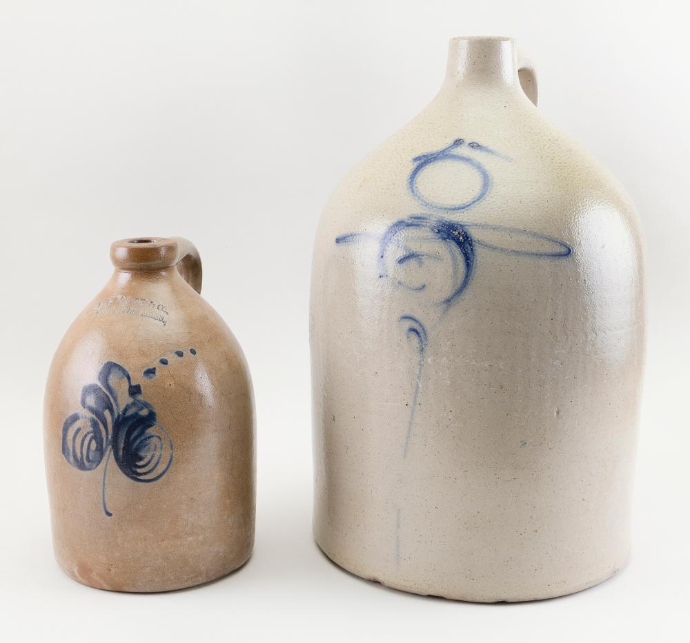 TWO STONEWARE JUGS LATE