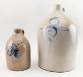 TWO STONEWARE JUGS LATE 19TH/E