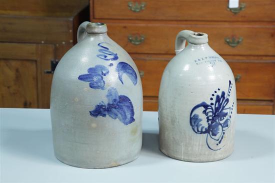 TWO STONEWARE JUGS. One