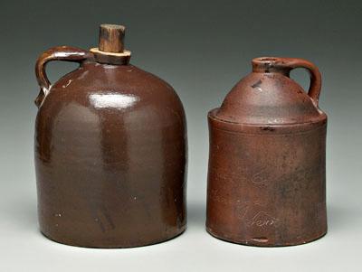 Two stoneware jugs: one with