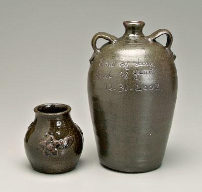 Two stoneware pots: one with glossy