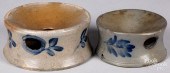 TWO STONEWARE SPITTOONS, 19TH