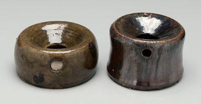 Two stoneware spittoons: one with