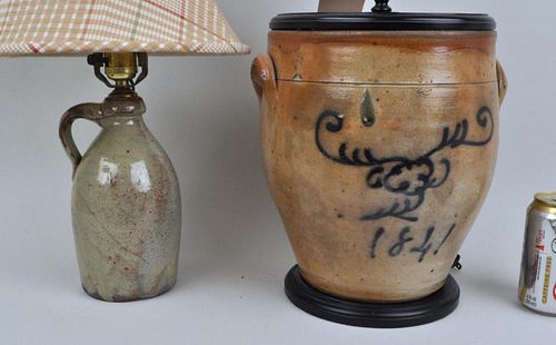 TWO STONEWARE VESSELS, AS