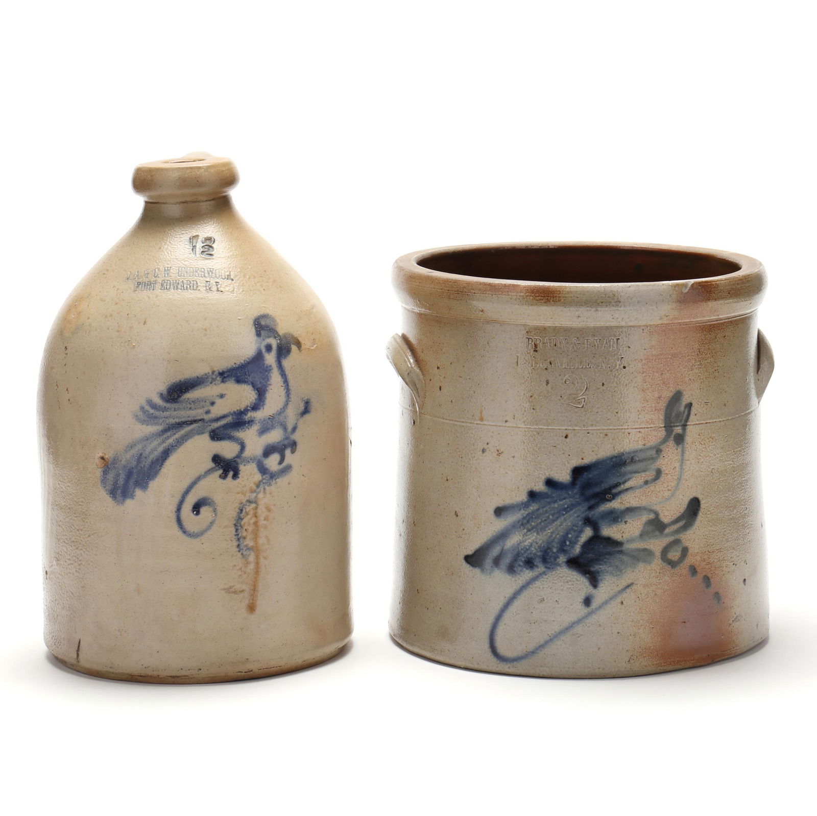 TWO STONEWARE VESSELS DECORATED