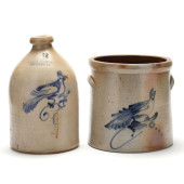TWO STONEWARE VESSELS DECORATE
