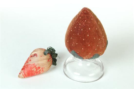 TWO STRAWBERRY PINCUSHIONS. 