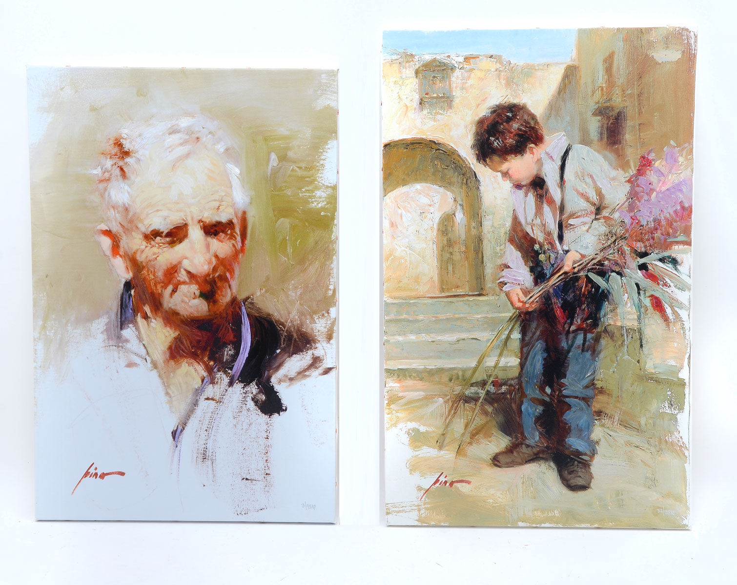 TWO STRETCHED PINO GICLEES ON