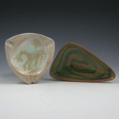 Two studio pottery trays inclu