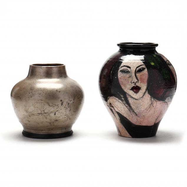 TWO STUDIO POTTERY VASES, INCLUDING