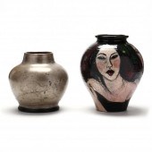 TWO STUDIO POTTERY VASES, INCL