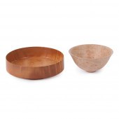 TWO STUDIO TURNED WOOD BOWLS: