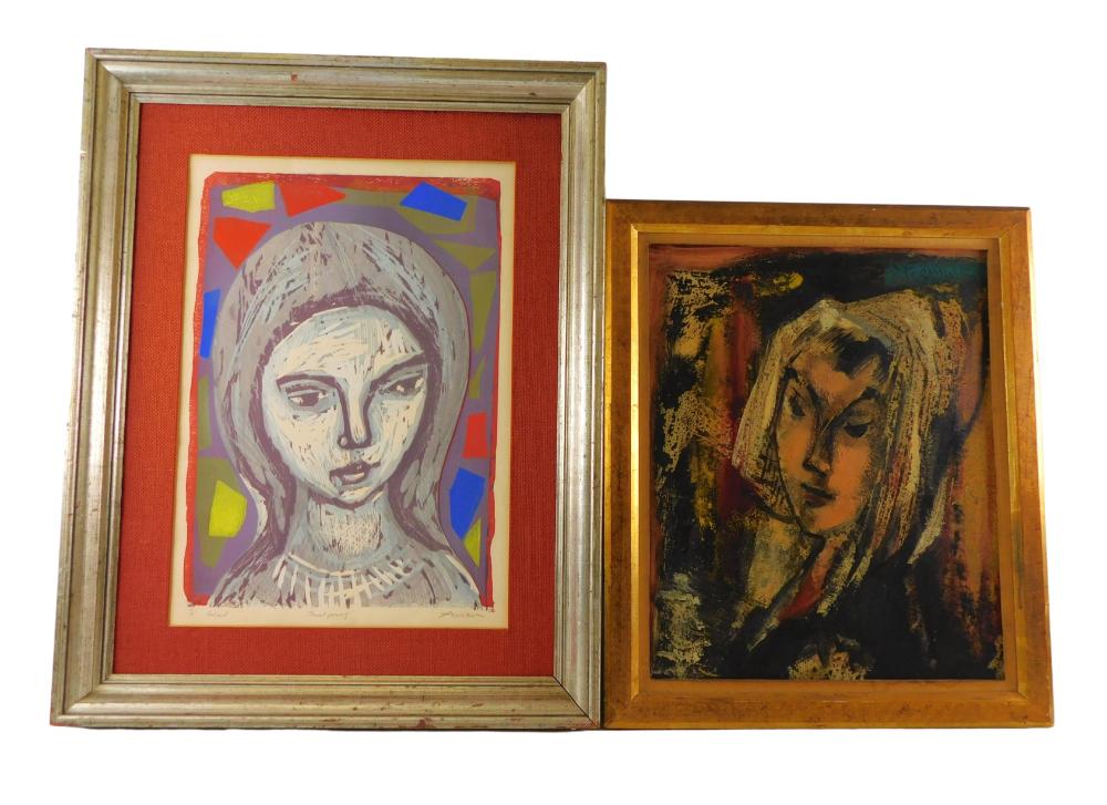 TWO STYLIZED PORTRAITS, THE