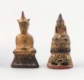 TWO SUKHOTHAI GILT BRONZE BUDD
