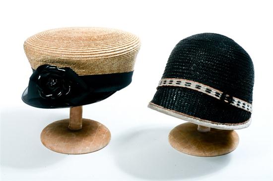 TWO SUMMER WOVEN STRAW HATS.