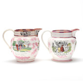 TWO SUNDERLAND PINK LUSTREWARE