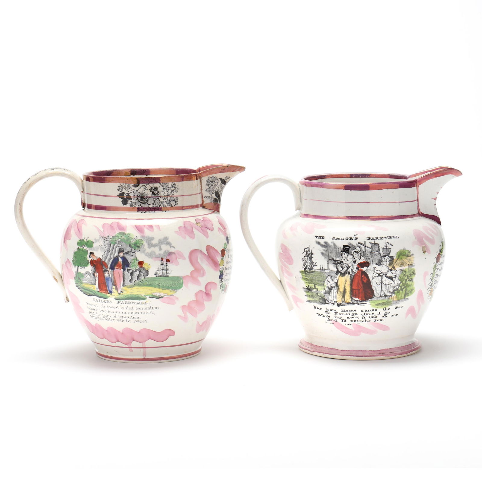 TWO SUNDERLAND PINK LUSTREWARE