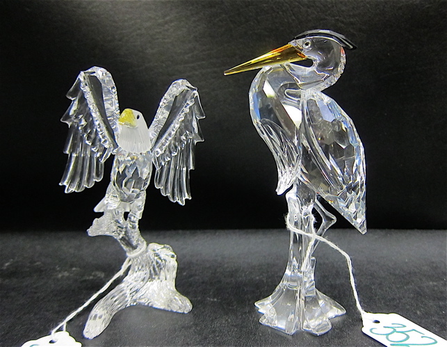 TWO SWAROVSKI CRYSTAL BIRD