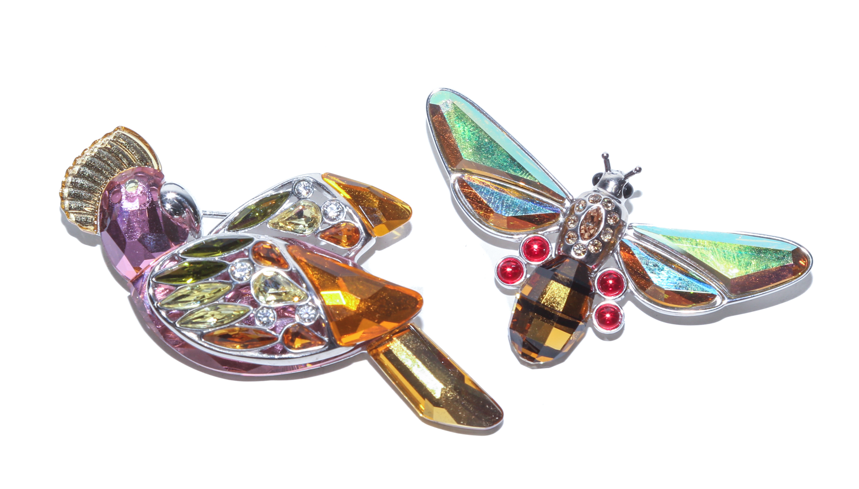 TWO SWAROVSKI CRYSTAL BROOCHES