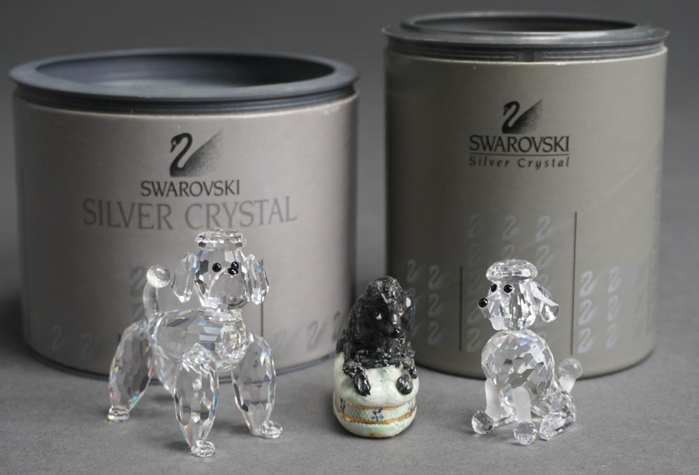 TWO SWAROVSKI CRYSTAL POODLE