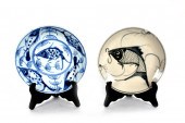 TWO SWATOW BLUE AND WHITE PORC