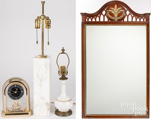 TWO TABLE LAMPS, ONE MADE FROM A