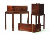 TWO TABLE TOP DESKS AND A DECA