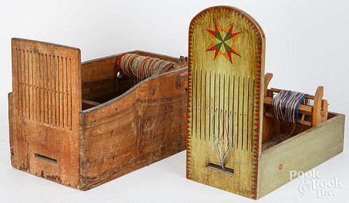 TWO TABLE TOP LOOMS, ONE 19TH C.Two