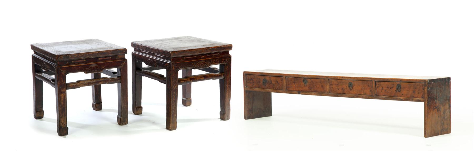 TWO TABLES AND A SHELF.  China 