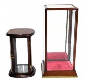 TWO TABLETOP SHOWCASES, WOOD W