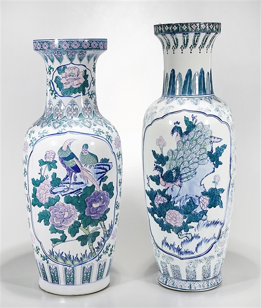 Two tall Chinese painted
