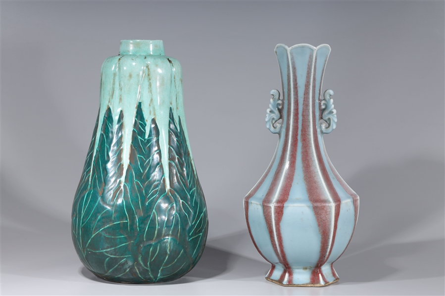 Two tall Chinese porcelain vases;
