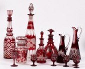 Two tall ruby overlay/stained
