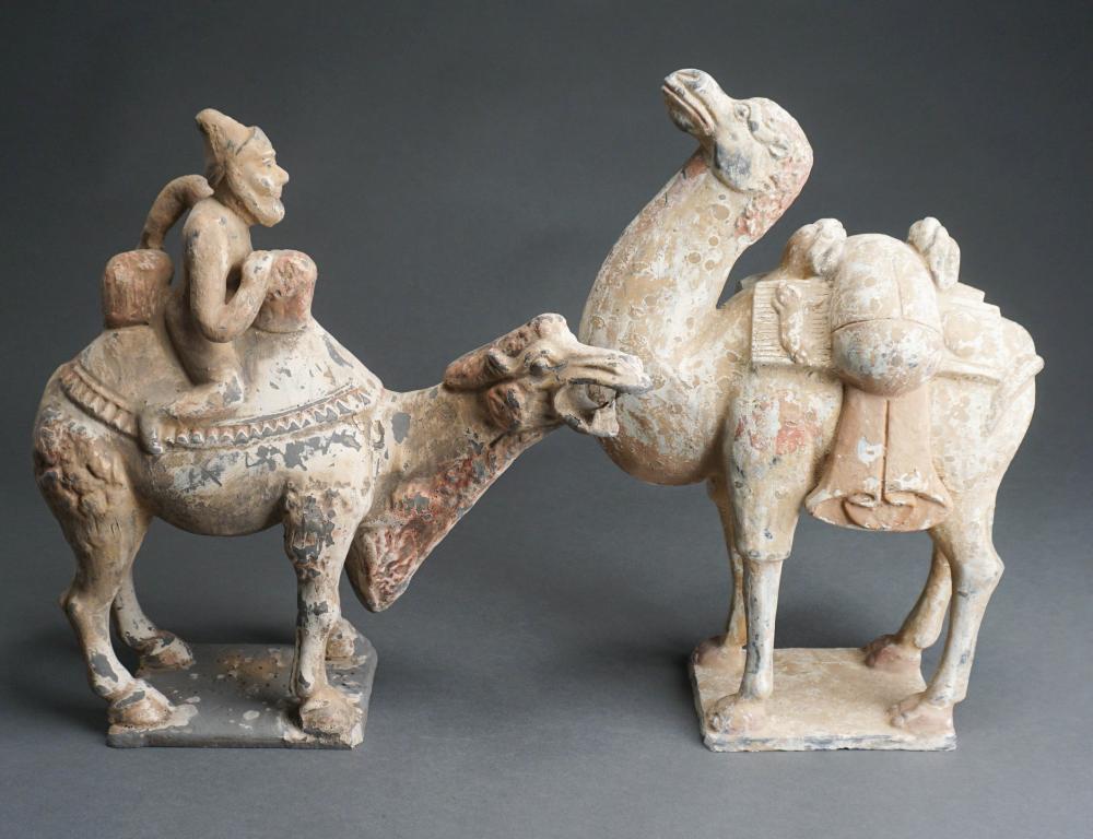 TWO T'ANG STYLE PARTIAL PAINTED