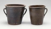 Two tapered stoneware cream po