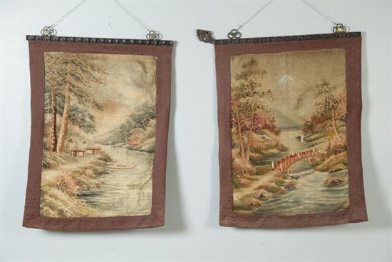 TWO TAPESTRY PANELS.  Asian  late