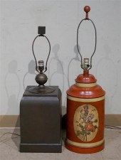 TWO TEA CANISTERS MOUNTED AS L