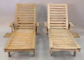 TWO TEAK LOUNGES, EACH WITH PU