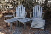 TWO TEAKWOOD ADIRONDACK CHAIRS