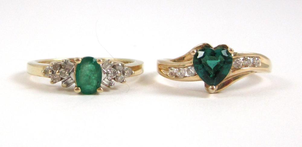 TWO TEN KARAT YELLOW GOLD RINGS,