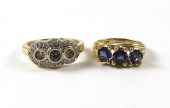 TWO TEN KARAT YELLOW GOLD RING
