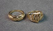 TWO TEN KARAT YELLOW GOLD RING