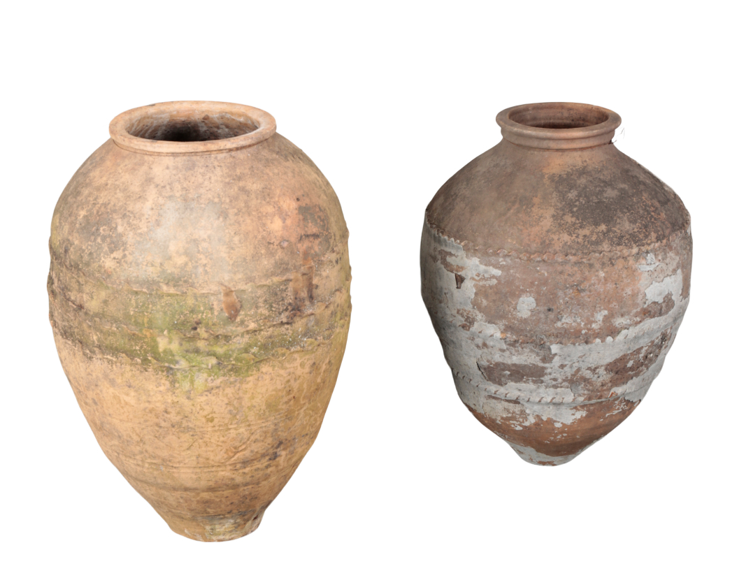 TWO TERRACOTTA AMPHORAE both with